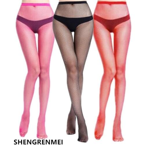 SHENGRENMEI 2019 Women Sexy Small Mesh Lingerie High Waist Stockings Hot Fishnet Tights Rose Red Pantyhose Coffee Caramel White