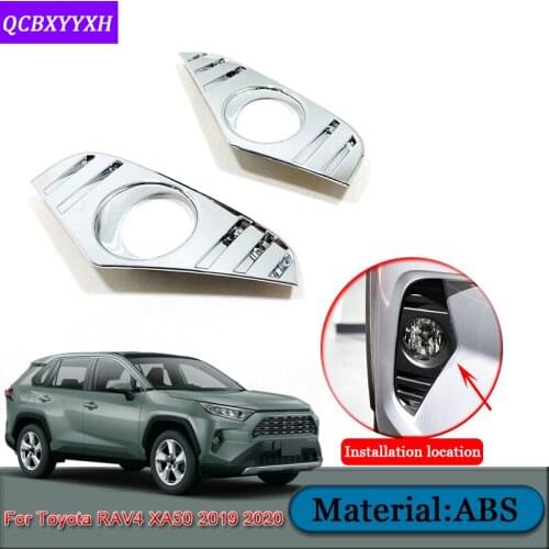 Car Styling ABS Front Fog Light Frame Cover Fog Lamp Sequins Strip Decoration Sticker Accessories For Toyota RAV4 XA50 2019 2020