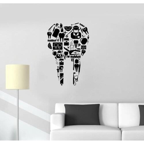 Tooth Profile Vinyl Decal Bedroom Bathroom Waterproof Decor Dentist Tools Dentistry Dental Clinic Poster Wall Stickers P142