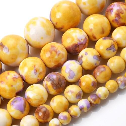 Yellow Rain Colorful Bead Natural Round Loose Stone Beads for Jewelry Making DIY Bracelet Charms Accessories 4/6/8/10/12mm