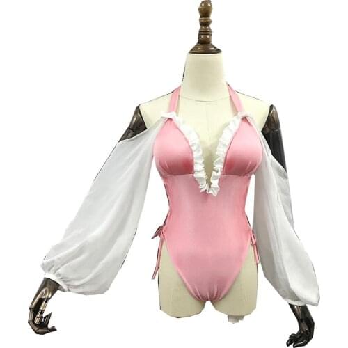 2020 Womens Beach Wear Fashion Sexy Pink Bikini Swimsuit Game Azur Lane Richelieu Cosplay Costume Role Play Clothing Custom-Mak