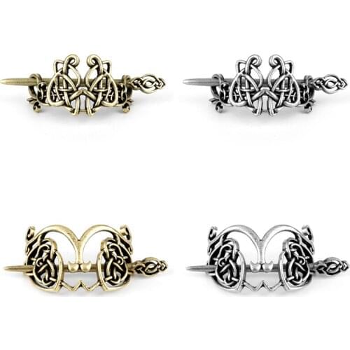 Vintage Viking Jewelry Large Celtics Knots Crown Hairpin Runes Hair Clips Stick Slide Accessories Women Girl Hair pins