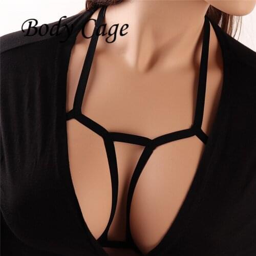 Body Cage 2018 Sexy Women Girl Bustier Cropped Belt Harness Crop Tops Hollow Out Elastic Cage Bandage Strappy Halter Bra
