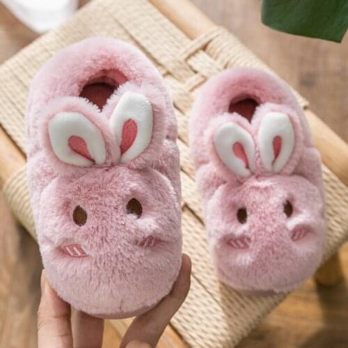 2020 Winter Kids Slippers For Girls Baby Cotton Slippers Fashion Cartoon Boys Plush Home Flats Shoes Indoor Children Flip Flops