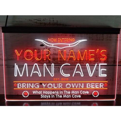 0S015 Name Personalized Man Cave Cowboys Bar Dual Color LED Neon Sign