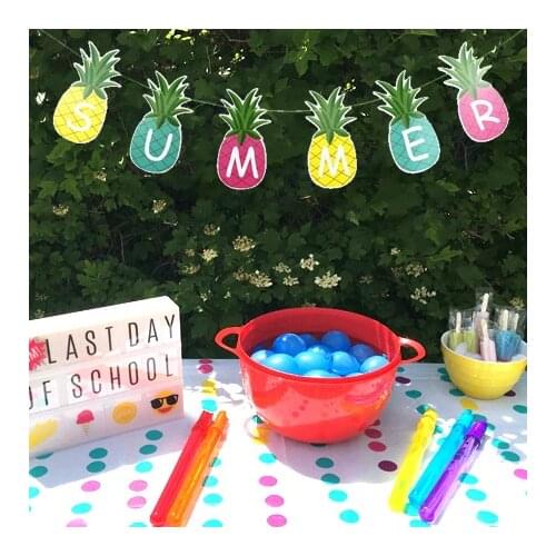 1pc "SUMMER" Pineapple Garland Bunting Decor Fruit Garland Tropical Hawaiian Birthday Bridal Shower Pool Party Flamingo Decor