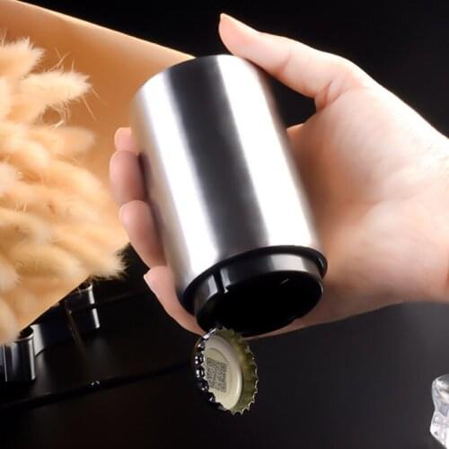 1pcs Portable Magnetic Automatic Bottle Opener Stainless Steel Push Down Wine Beer Openers Practical Kitchen Accessories