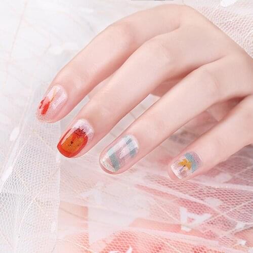 12pcs/set French Full Stickers Frangipani Daisy Nail Polish Stickers Charm Tools Metallic Sequins Dazzling and Colorful