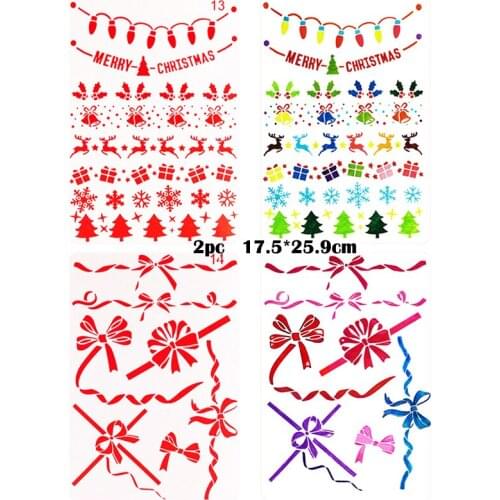 2pc Christmas Stencil Dividing Line Painting Template Diy Embossing Craft Accessories Sjablonen Reusable Office School Supplies