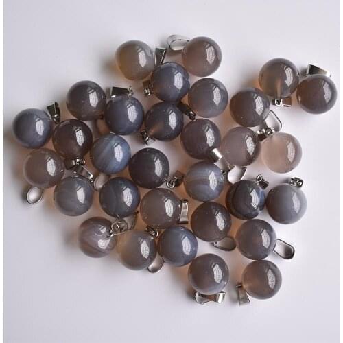 2020 fashion high quality Natural gray onyx ball shape pendants for jewelry making 50pcs/lot wholesale free shipping