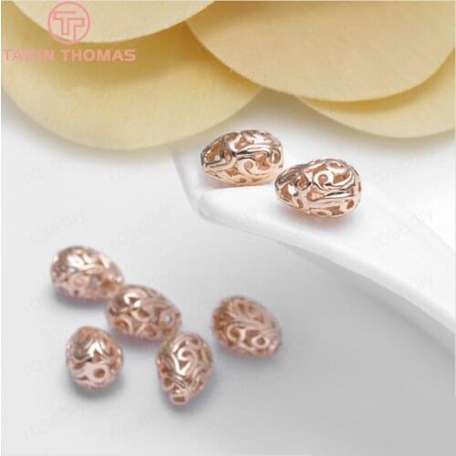 10PCS 8x10.5MM 24K Champagne Gold Color Plated Brass Drop Shape Tear Spacer Bracelet Beads High Quality Diy Jewelry Accessories