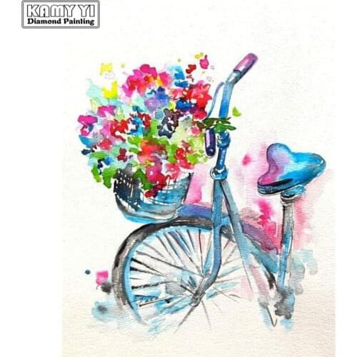 5D DIY Diamond Painting Bicycle&Flowers Embroidery 100% Full Round Diamond Cross Stitch Rhinestone Mosaic Painting Decor Diamant