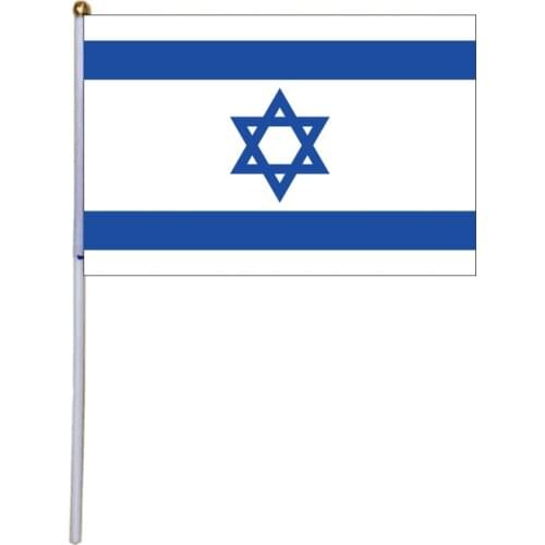 Free shipping xvggdg 100pcs 14 * 21cm Small israel Hand Waving National Flag Polyester israel hand Flag
