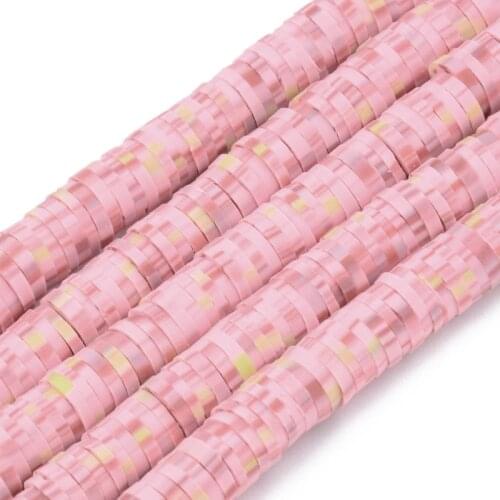 6mm Polymer Clay Beads Flat Round Chip Disk Spacer Heishi Beads for Jewelry Making Handmade Bracelet DIY Pink Rainbow 10 Strands