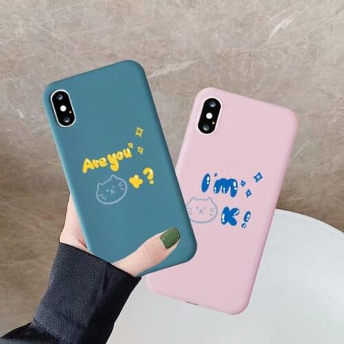 Funny Couples Love Cat Letter Phone Case for IPhone 11 Pro Max X XS XR Xs Max Soft TPU Simple Cover for IPhone SE2020 6 7 8 Plus