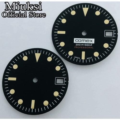 Miuksi 28.5mm black watch dial fit NH35 movement