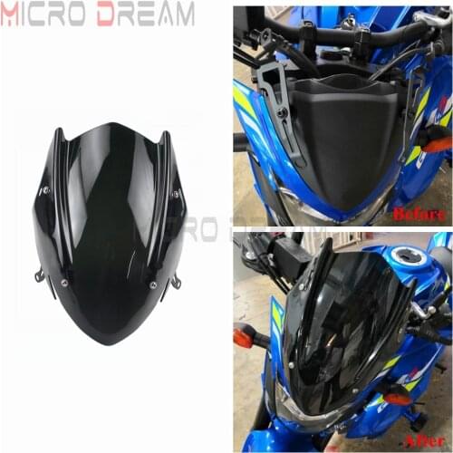 Motorcycle Front Windshield Shield Screen w/ Bracket Kit For Suzuki GSX-S750 GSXS750 2017 2018 2019 Air Deflector Windscreen
