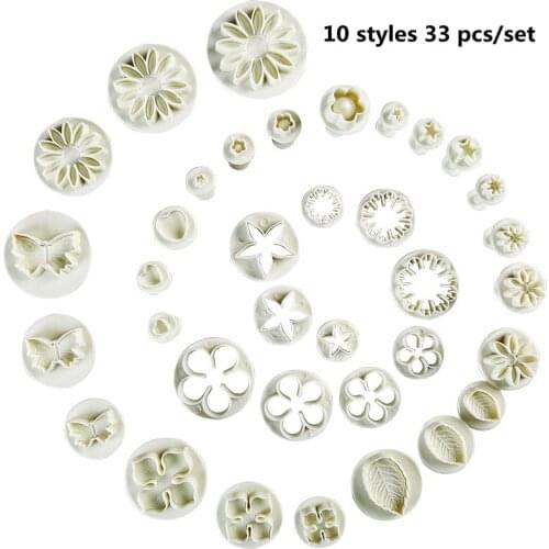Pottery Tools 33pcs/set Plastic Printing Mold Flower Star-shaped Clay Polymer Pottery Clay Embossing Mold Spring Printing Mold