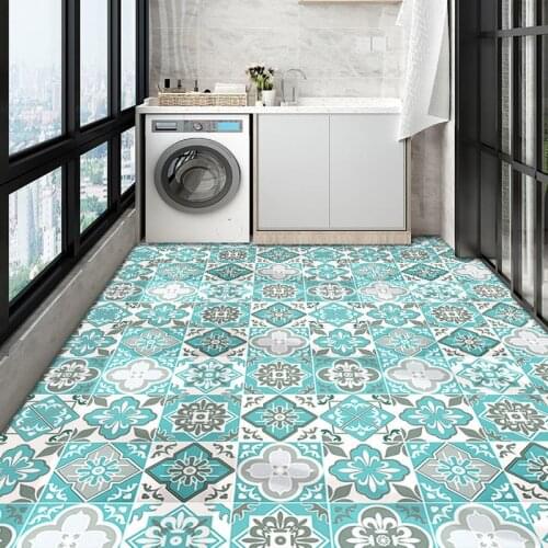 Wear-resistant Bohemian Style Waterproof Adhesive Floor Decal Vinyl Floor Ceramic Laminate Peeling and Pasting 3m/5m Tile Decal