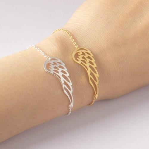Stainless Steel Punk Retro Angel Wings Bracelets Gold Delicate Women Gothic Bangle Exquisite Jewelry Valentines Day Gifts