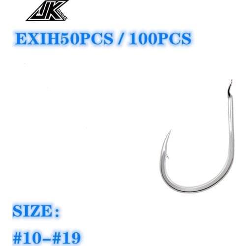 JK EXIH-50PCS / 100PCS Lightweight Fishing Hook Silver Flat Ise Hook High Carbon Steel Fishing Hook