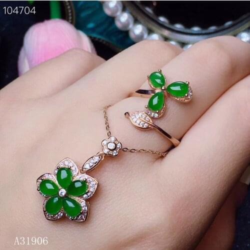 KJJEAXCMY Fine Jewelry 925 sterling silver inlaid natural jasper gemstone female pendant ring plum support test set new luxury