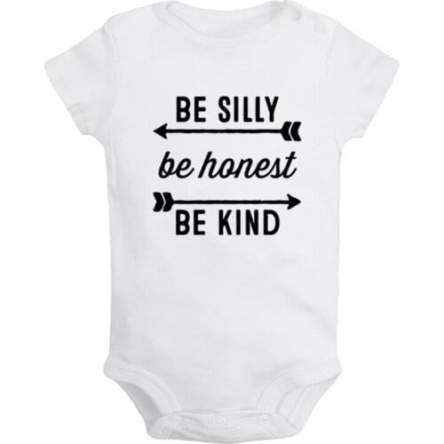 Be Silly Be Honest Be Kind Build A Snowman Printed Newborn Baby Girl Boys Clothes Short Sleeve Romper Outfits 100% Cotton