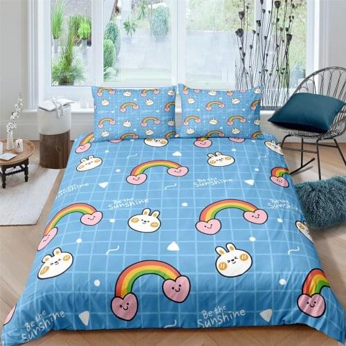 Cartoon Animals Bedding Set King Queen Size Dog Rabbit Duvet Cover Sets with Pillowcase Bedclothes Bed Cover Set Drop Shipping