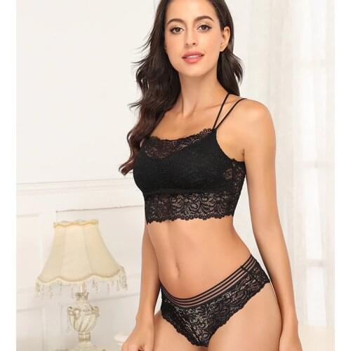 Transparent Lace Bra and Panty Set Women Sexy Lingerie Intimates Ladies Underwear Set Fashion Bra & Brief Sets Solid Color