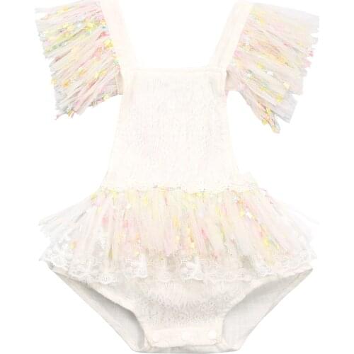 Baby Girl Lace Ruffle Bodysuit Summer Cotton Sleeveless Tutu Skirt Romper Cake Smash Outfits