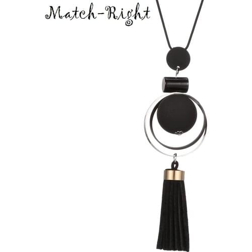 Match-Right Women Necklace Long Necklaces & Pendants Wood Beads Sweater Necklace For Women Jewelry YJZ-198