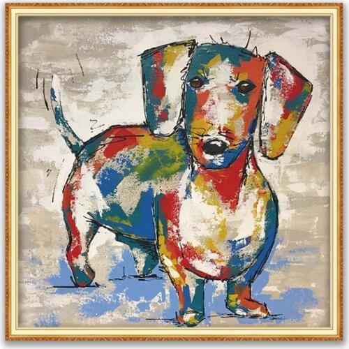 Animal Dachshund DIY Embroidery 11CT Cross Stitch Kits Craft Needlework Set Cotton Thread Printed Canvas Home Decoration Sell