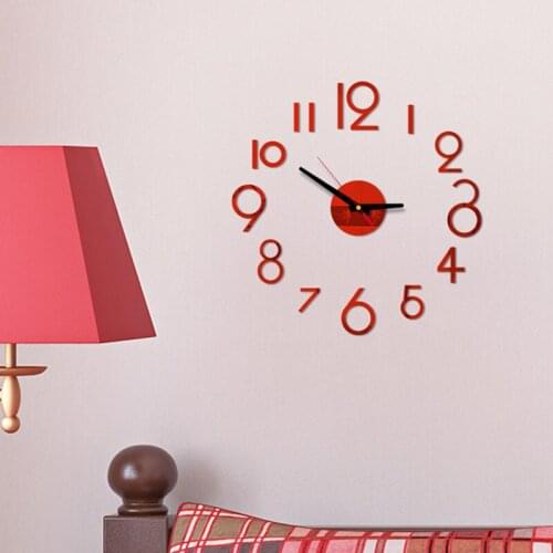 NEW DIY Wall Clock 3D Mirror Surface Sticker Home Office Decor Clock Watch Wall Clocks Horloge 3D DIY Acrylic Mirror Stickers