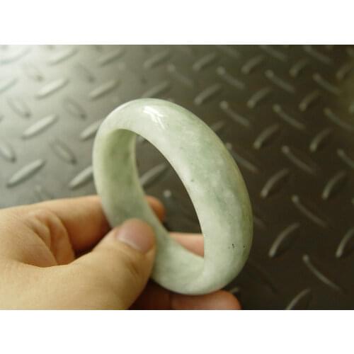 Natural jadeite Green Handmade Wide Bangle Bracelet