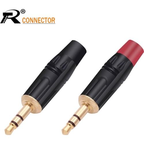 OD 10mm Microphone plug Audio Connector 3.5mm Stereo Male Plug Assembly Black Plated Speaker Plug Black&Red 2pcs/lot