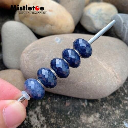 Mistletoe 925 Sterling Silver Faceted Fine Natural Sapphire Stone Bead Jewelry