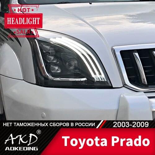 Head Lamp For Car Toyota Prado 2004-2009 LC2700 Headlights Fog Lights Day Running Light DRL H7 LED Bi Xenon Bulb Car Accessory