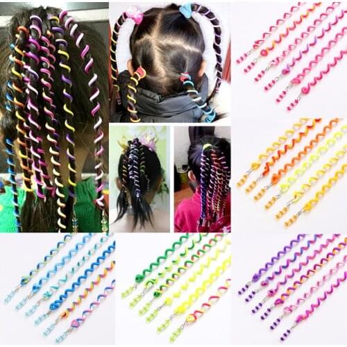 Girls Hair Bands Cute Colorful Crystal Long Spiral Headband Braided Hair Ring Ornament Hairband Kids Hair Tools For Twist Braids