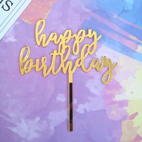 Happy Birthday Acrylic Cake Topper 2019 Letters Gold Cupcake Topper For Birthday Party Cake Decorating Supplies Baby Shower
