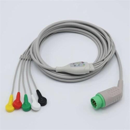 Compatible for Siemens ECG Cable 5 Leads IEC Snap 10 Pins Connector