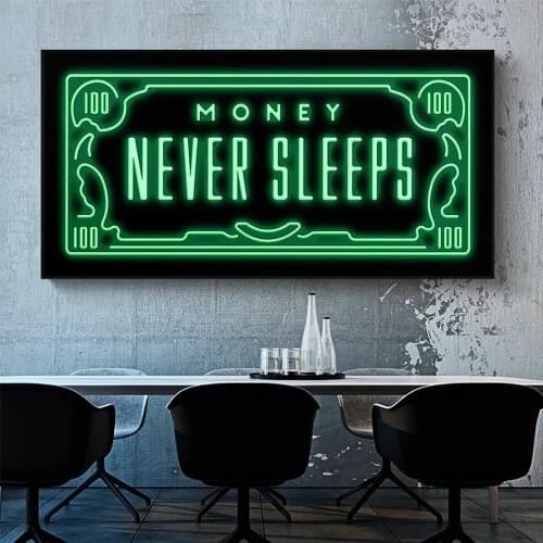 Inspirational Green Fluorescent Letters Art Posters and Prints Canvas Painting Print Wall Art for Living Room Home Decor