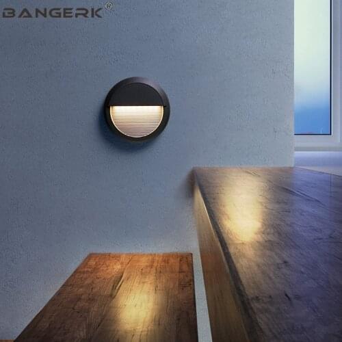 Waterproof Outdoor LED Wall Light Step Stepping Lamp Circular Modern Wall Sconce Lights Garden Porch Aluminium Lighting Fixtures