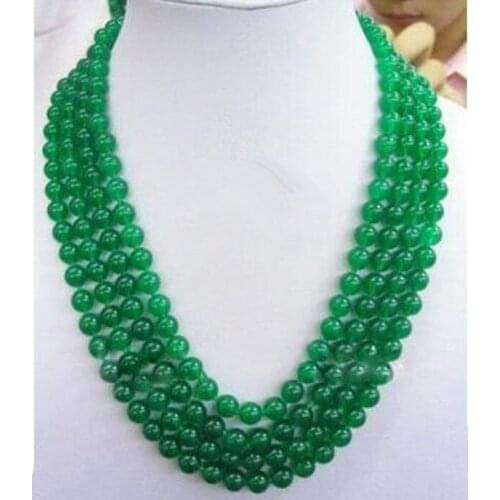 Jewellry Genuine 6mm Green stone Necklace 50" AAA