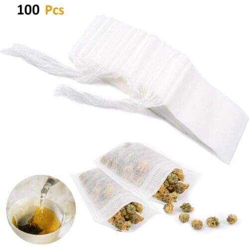 100 pcs Disposable Tea Filter Bag 3.15 X 3.94 inch for 10g Tea Loose Leaf Tea Infuser Safety Environmental Food-Grade Drawstring