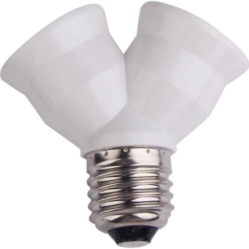 2 in 1 E27 Y Shape Lamp Base Fireproof Material Holder Converter Socket Light Bulb Splitter Adapter Light Bulb Base Holder