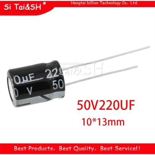 20PCS Higt quality 50V220UF 10*13mm 220UF 50V 10*13 Electrolytic capacitor