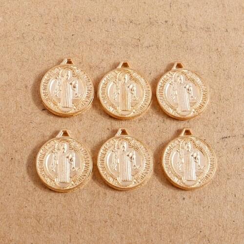 20pcs 13*15mm Plated Metal Gold Color Coin Portrait Charms Pendant for Necklace Bracelets Jewelry Making DIY Handmade Craft