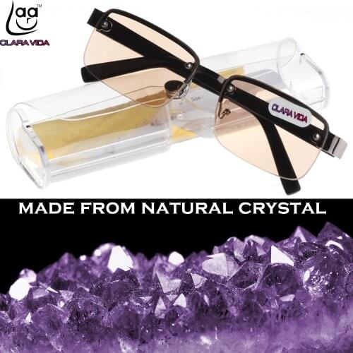 2019 Reading Glasses Men = Clara Vida =natural Crystal Reading Glasses Lenses Alloy Frame With Case +1 +1.5 +2 +2.5 +3 +3.5 +4