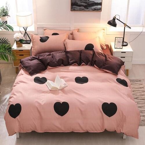 Good quality Pink Love 3/4pcs Girl Boy Bed Cover Set Duvet Cover Adult Child Bed Sheets And Pillowcases Comforter Bedding Set