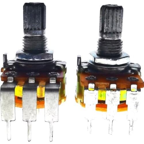5PCS HOT New Single Potentiometer WH148 15MM B5K B10K B20K B50K B100K B500K Bent Foot With Switch For Amplifier Audio